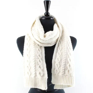 Pretty Persuasions Ivory Cable Knit Scarves