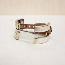 Load image into Gallery viewer, CXC Camel Leather Double Hinge Bracelet
