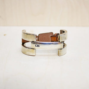 CXC Camel Leather Double Hinge Bracelet