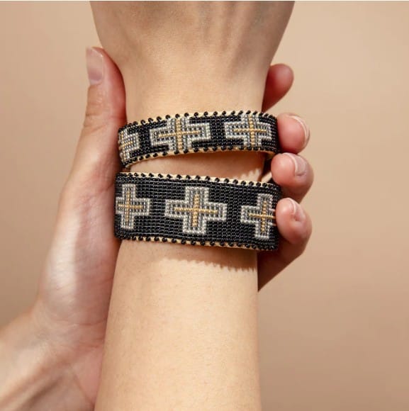 Etkie Jewelry Cara Beaded Glass Cuff -Large