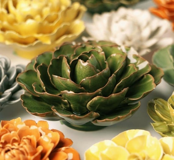 Chive Home Decor - Home Accent Ceramic Flower Avocado Green Kelko Peony