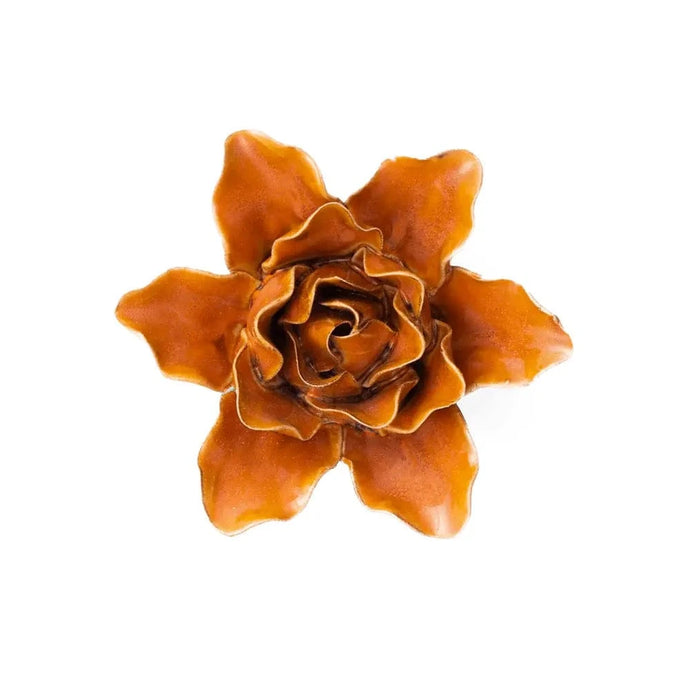 Chive Home Decor - Home Accent Ceramic Flower Burnt Orange Stargazer Lily