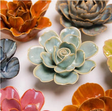 Load image into Gallery viewer, Chive Home Decor - Home Accent Ceramic Flower Milk Teal Tahitian Gardenia
