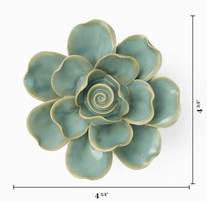Chive Home Decor - Home Accent Ceramic Flower Milk Teal Tahitian Gardenia