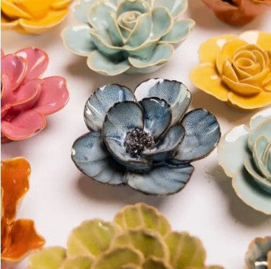 Chive Home Decor - Home Accent Ceramic Flower Navy Poppy