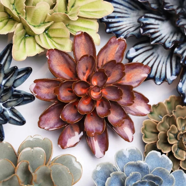 Chive Home Decor - Home Accent Ceramic Flower Peach Mocha Cornflower