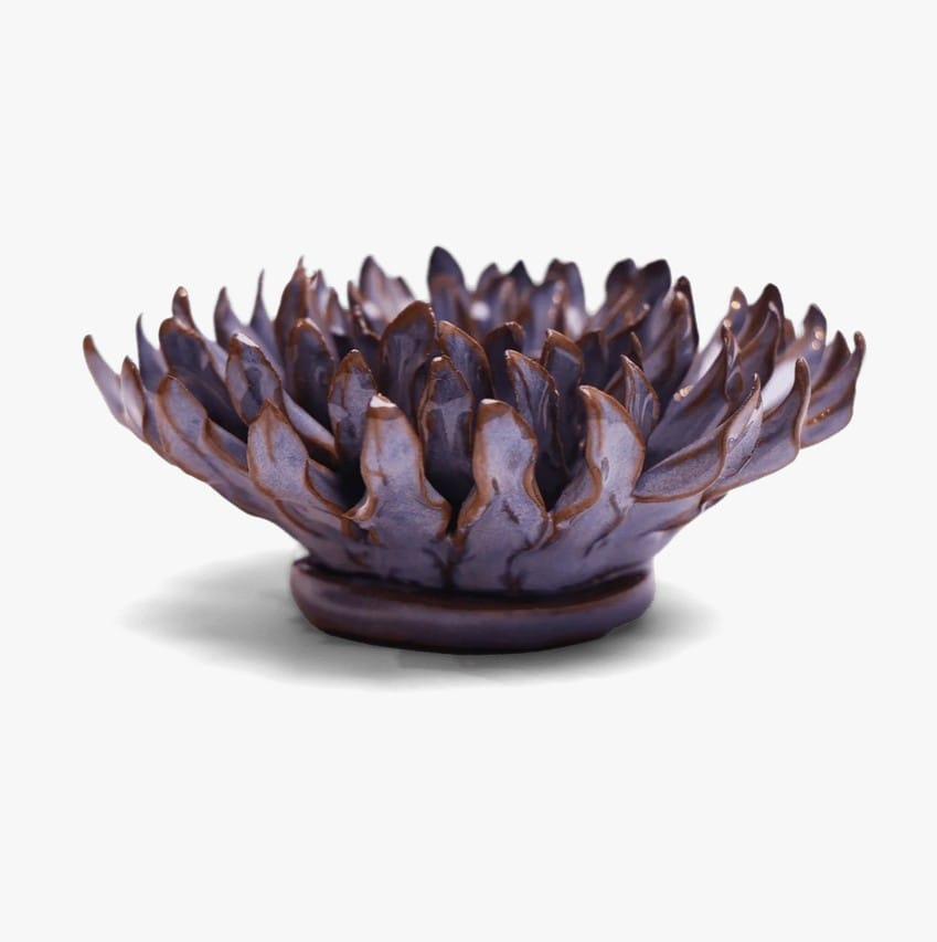 Chive Home Decor - Home Accent Ceramic Flower Violet Blue Fleur De Lis Mum