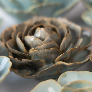 Chive Home Decor - Home Accent Ceramic Flower Wall Art Blue Green Cabbage Flower