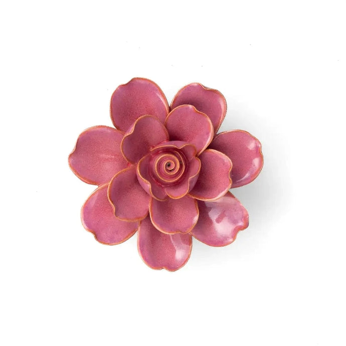 Chive Home Decor - Home Accent Ceramic Flower Wall Art Pink Gardenia