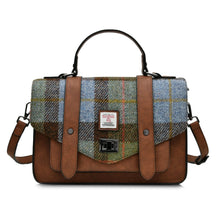 Load image into Gallery viewer, Islander UK Chestnut/Blue Tartan Large Satchel
