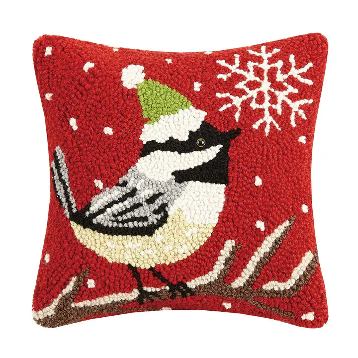 Peking Handicraft Pillow Chickadee w/Snowflake  Pillow