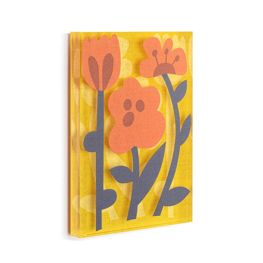 Demdaco Decor Choose Happy Together Tile Acrylic Wall Art, Spring Floral Art