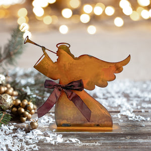 Prairie Dance Proudly Handmade in South Dakota, USA Christmas Angel, Rustic Metal Angel Figurine Silhouette