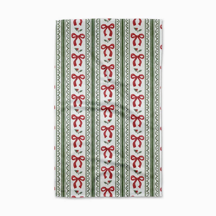 Geometry Tea Towel Christmas Bow Stripe Tea Towel