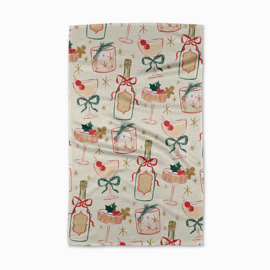 Geometry Tea Towel Christmas Cocktails Tea Towel