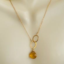 Load image into Gallery viewer, Judy Brandon Jewelry - Necklaces Citrine/Gold Circle Drop Gem Necklace
