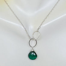 Load image into Gallery viewer, Judy Brandon Jewelry - Necklaces Indicoite Quartz/Silver Circle Drop Gem Necklace
