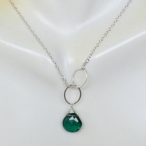 Judy Brandon Jewelry - Necklaces Indicoite Quartz/Silver Circle Drop Gem Necklace