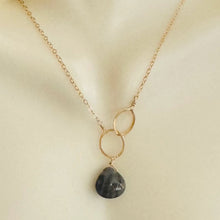 Load image into Gallery viewer, Judy Brandon Jewelry - Necklaces Labradorite/Gold Circle Drop Gem Necklace
