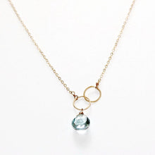 Load image into Gallery viewer, Judy Brandon Jewelry - Necklaces London Blue Topaz/Gold Circle Drop Gem Necklace
