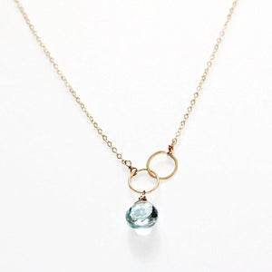 Judy Brandon Jewelry - Necklaces London Blue Topaz/Gold Circle Drop Gem Necklace