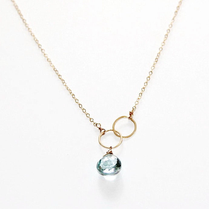 Judy Brandon Jewelry - Necklaces London Blue Topaz/Gold Circle Drop Gem Necklace