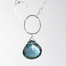 Load image into Gallery viewer, Judy Brandon Jewelry - Necklaces London Blue Topaz/Silver Circle Drop Gem Necklace
