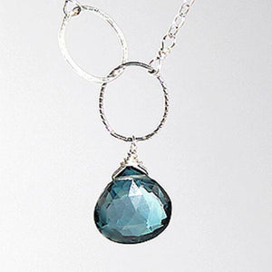 Judy Brandon Jewelry - Necklaces London Blue Topaz/Silver Circle Drop Gem Necklace