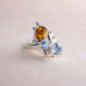 Lilly Barrack Citrine and Herkimer Stacking Rings