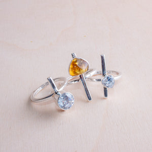 Lilly Barrack Citrine and Herkimer Stacking Rings