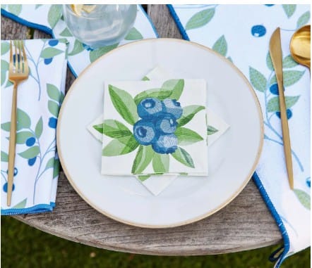 Rock Flower Paper Home Decor - Linens Cocktail Napkin Blueberry Bunch