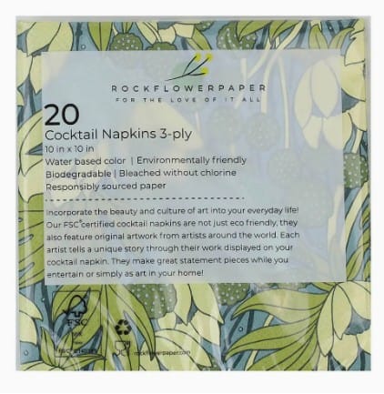 Rock Flower Paper Home Decor - Linens Cocktail Napkin Chickadee