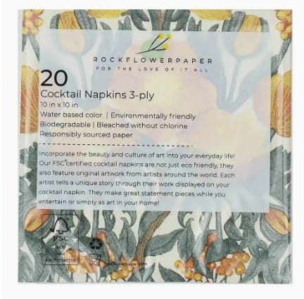 Rock Flower Paper Home Decor - Linens Cocktail Napkin Icelandic Poppies Gold