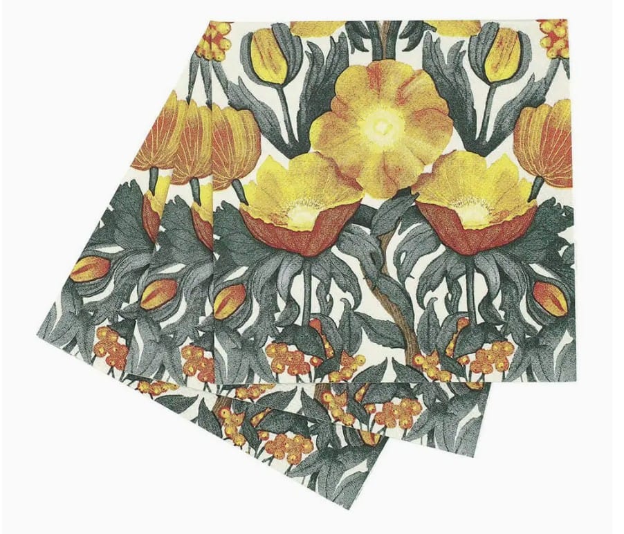 Rock Flower Paper Home Decor - Linens Cocktail Napkin Icelandic Poppies Gold