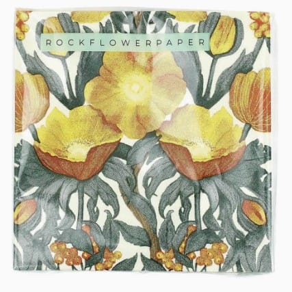 Rock Flower Paper Home Decor - Linens Cocktail Napkin Icelandic Poppies Gold
