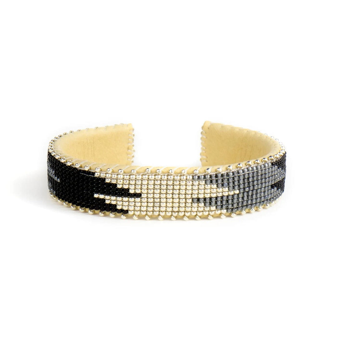 Etkie Jewelry Coco Silver Beaded Glass Cuff -Small