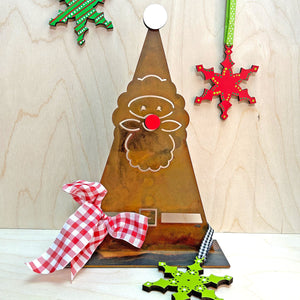 Prairie Dance Proudly Handmade in South Dakota, USA Contemporary Santa & Hand Painted Snowflake Ornaments Set