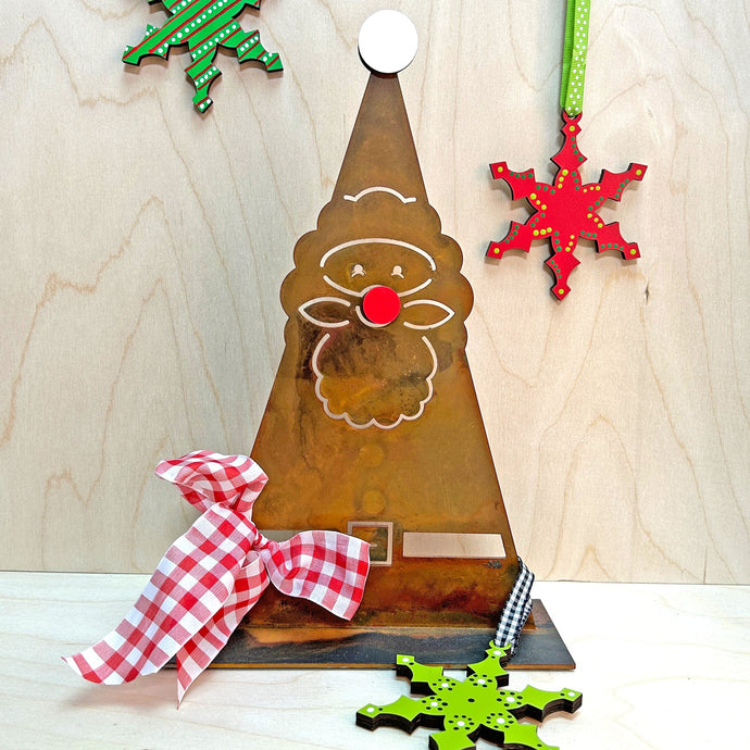 Prairie Dance Proudly Handmade in South Dakota, USA Contemporary Santa & Hand Painted Snowflake Ornaments Set