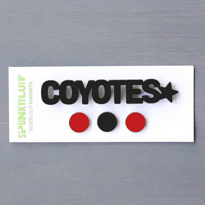 Spunky Fluff Proudly handmade in South Dakota, USA Coyotes-Tiny Word Magnet Set