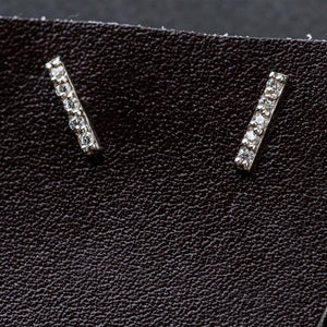 Original Hardware Proudly Handmade in Colorado, USA Cubic Zirconia Bar Earrings in Sterling Silver