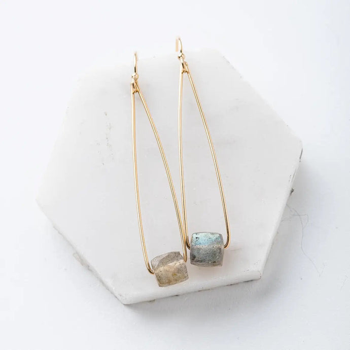 Original Hardware Proudly Handmade in Colorado, USA Labradorite Cubist Earrings