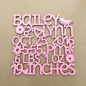 Spunky Fluff Proudly handmade in South Dakota, USA Custom Birth Stat Sign