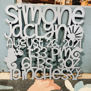 Spunky Fluff Proudly handmade in South Dakota, USA Custom Birth Stat Sign