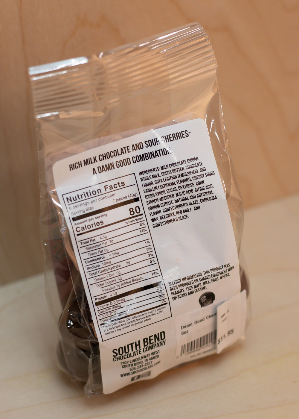 The South Bend Chocolate Company Damn Good Dark Chocolate Covered Michigan Cherries