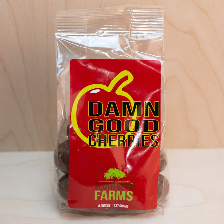 The South Bend Chocolate Company Damn Good Dark Chocolate Covered Michigan Cherries