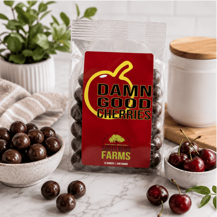 The South Bend Chocolate Company Home Decor - Kitchen Gourmet Entertaining - Food Damn Good Milk Chocolate Covered Michigan Cherries