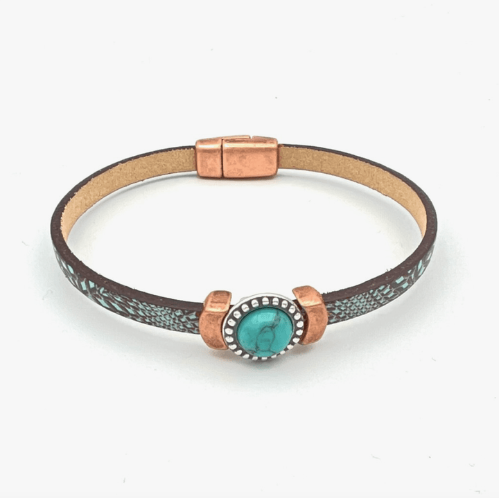 Montana Leather Designs Turquoise and Brown Print DC Laredo Bracelets