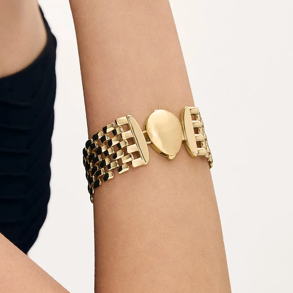Dean Davidson Serra Chain Bracelet in gold shown on wrist