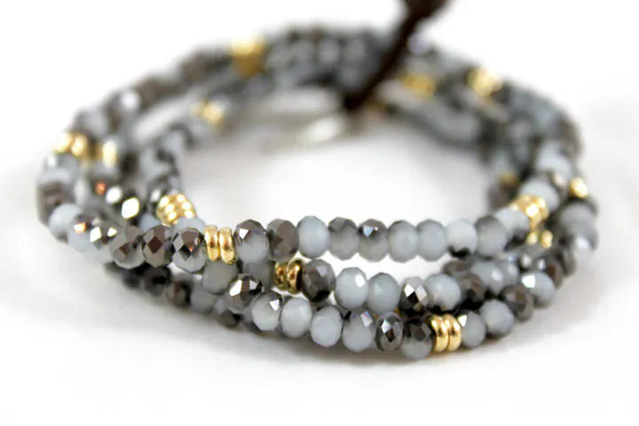 Lizou Jewelry - Bracelets Black &amp; Gold Delicate Crystal Bracelet