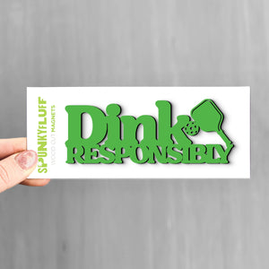 Spunky Fluff Grass Dink Responsibly Stacked Tiny Word Magnet, Funny Pickleball Magnet